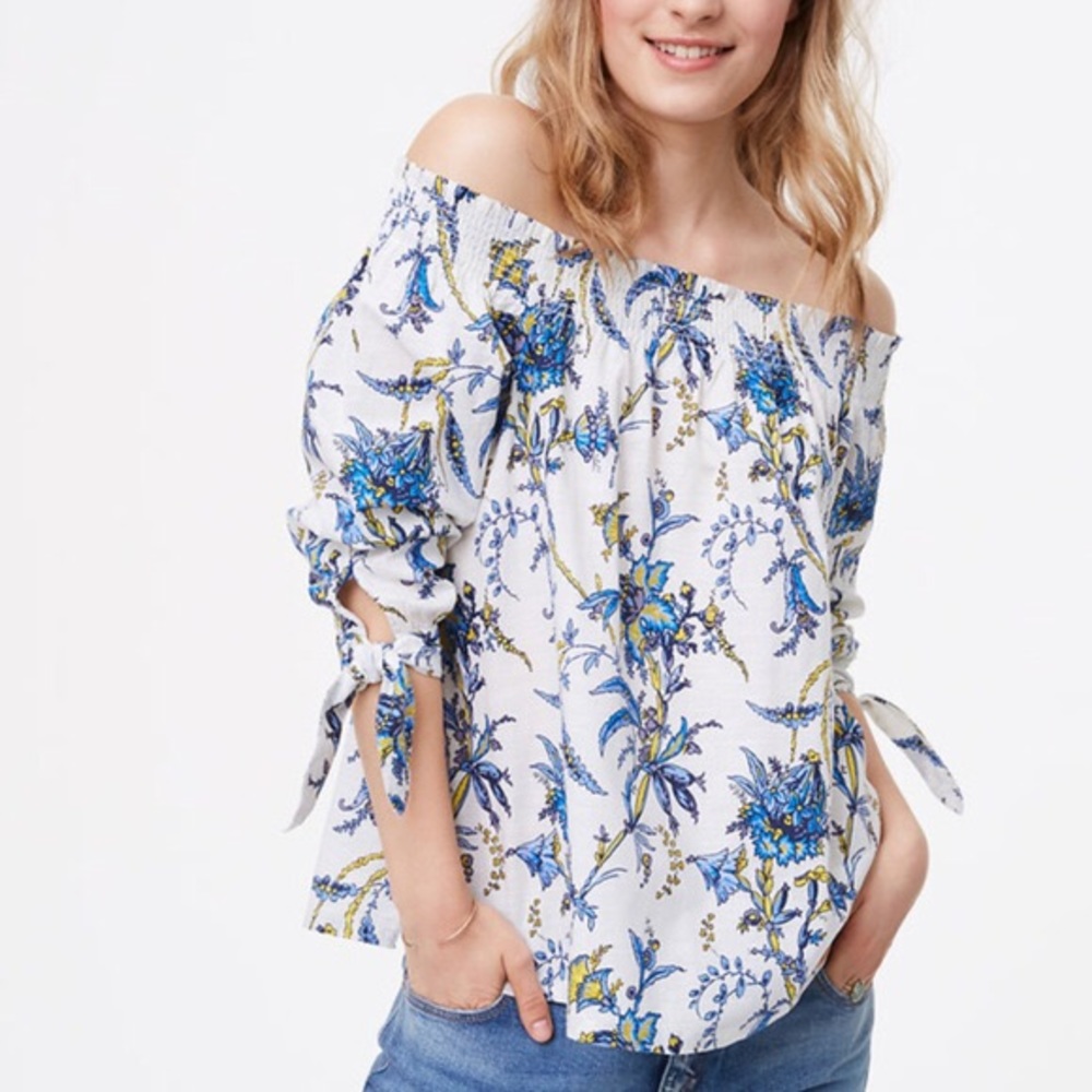 Loft Floral Off Shoulder Spring Top Light Sleeve